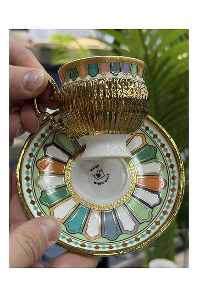 ACAR Pompei Luxury Porcelain Set of 6 Cups Green
