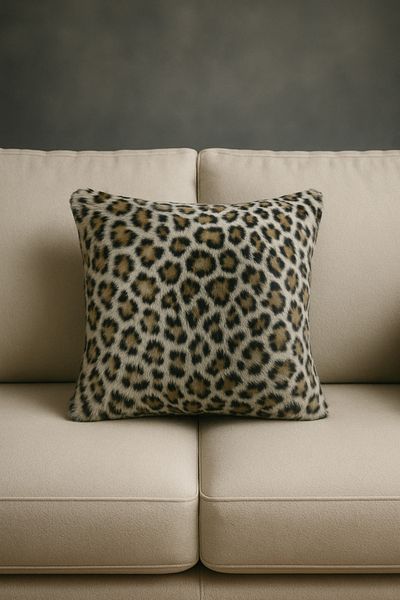 FeelHome Bonnie Leopard Pattern Rabbit Feather Πλένεται Μαξιλάρι ριχτάρι - 40x40 Ultra Soft Θήκη