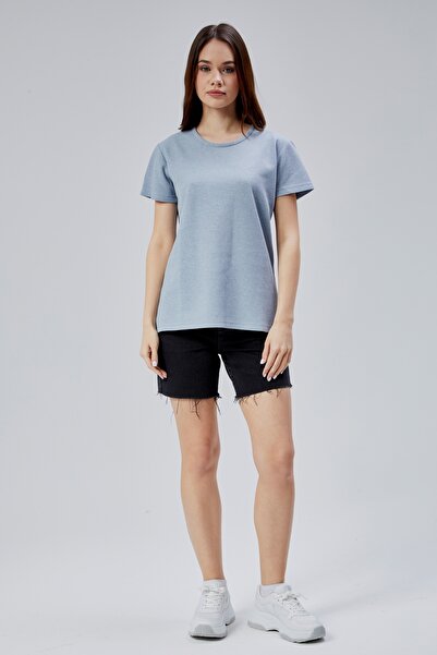 M MOONCOVER Tricou Mooncover pentru femei Textured Basic – Albastru deschis