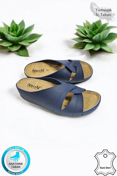 Neon Shoes Putu Women's Cross Comfort Model Daily Orthopedic Slippers Mother Middle Age Young Home & Outdoor Slippers