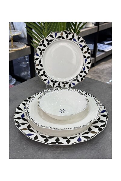 ACAR Lorenzo 24 Parça Silver Porselen Yemek Takımı