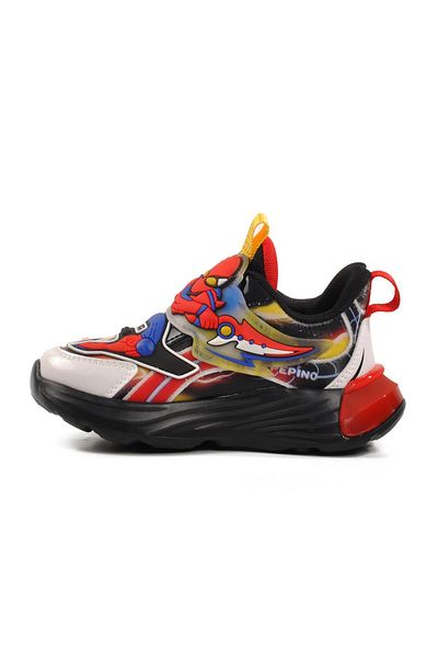 WALKWAY Black Red Velcro Unisex Kids Sneakers 1943 P