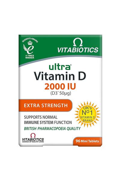 Swedish Nutra Ultra Vitamin D3 2000 IU Tablets (96 Count)