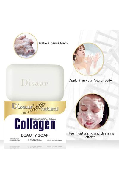 Disaar Collagen Rejuvenating Facial Beauty Soap White 100g | Anti-Aging & Skin Brightening Bar