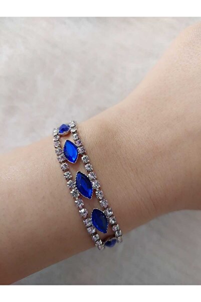 Avcıoğlu Aksesuar سوار نسائي من حجر الزركون والكريستال مطلي بالفضة ووعد الزفا...