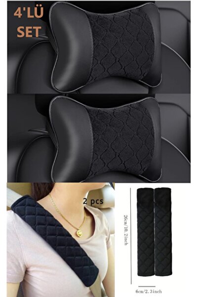 AYAZGRUP 2'Li Emniyet Kemer kılıfı & 2'Li Lüks Oto Boyun Yastığı İthal Ürün E...