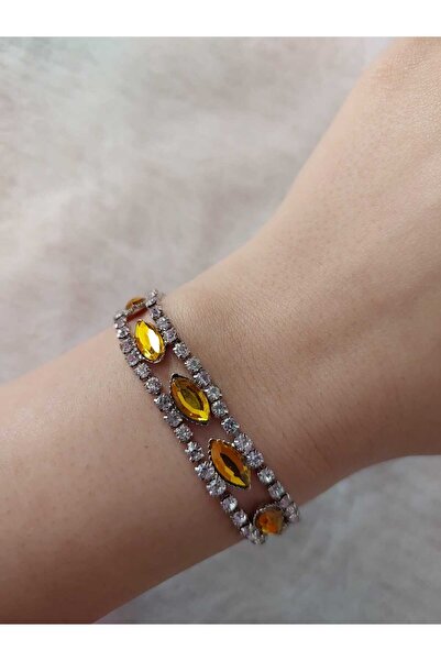 Avcıoğlu Aksesuar سوار نسائي من حجر الزركون والكريستال مطلي بالفضة ووعد الزفا...