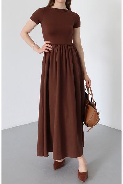 Laluvia Rochie plisată Cenva maro - 202069