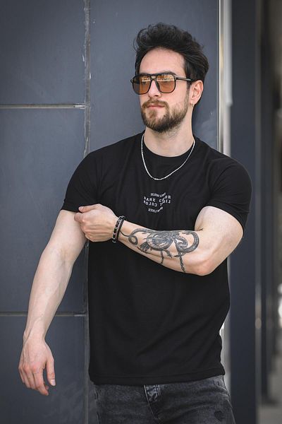 Oksit Ανδρικό μπλουζάκι Slow Lives Waffle Fabric Crew Neck με στάμπα