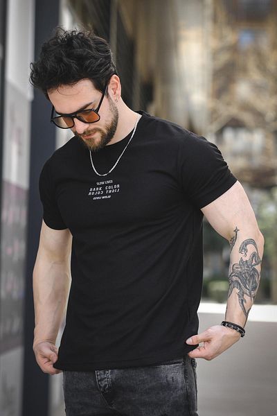 Oksit Ανδρικό μπλουζάκι Slow Lives Waffle Fabric Crew Neck με στάμπα