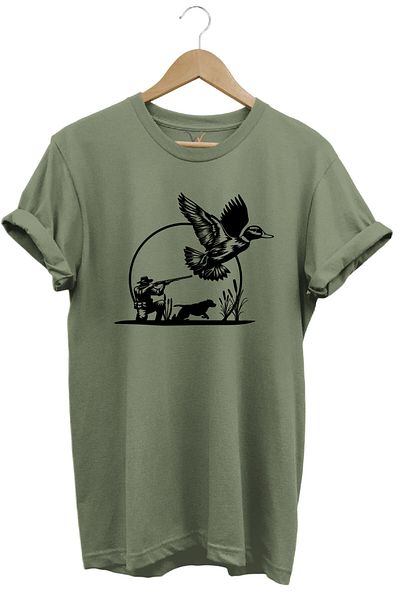 WİDİ Μπλουζάκι Hunting Hunting and Hunter με στάμπα 100% βαμβακερό κανονικό λαιμόκοψη χακί