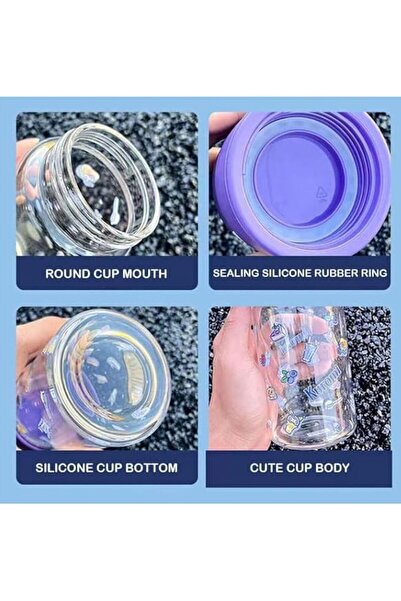 zeynobella Sanrio Kuromi My Melody Cinnamoroll Silicone Lid Glass Bottle Water Bottle Water Flask