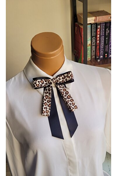 LO ADORO Дамска папийонка с леопардов принт, специално изработена брошка за ревера
