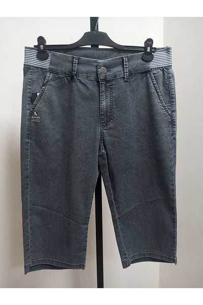 AKŞEN GİYİM Plus Size Full Lycra High Elastic Waist Knee Length 4 Pocket Bermuda Thin Cotton Linen Capri