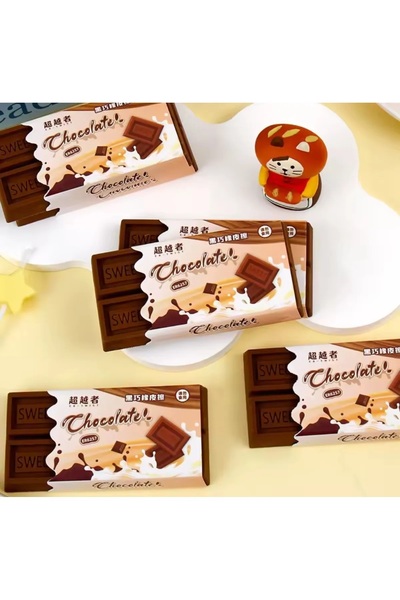 zeynobella Stick de cauciuc maro cu model de ciocolată Drăguță gumă de șters Cadou preșcolar
