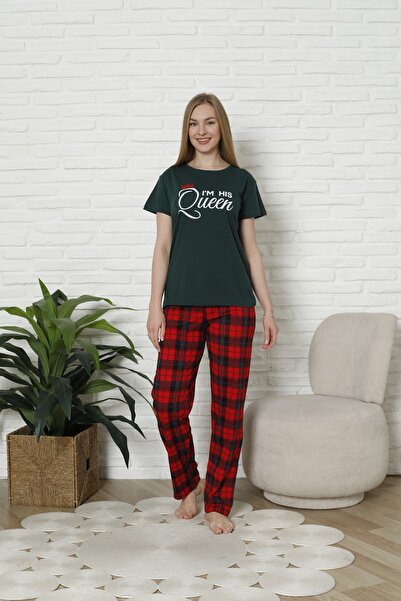 MODAREYA Sevgililer, Çiftler ve Çeyizlik İçin Eşli Kısa Kollu Ekoseli Pijama