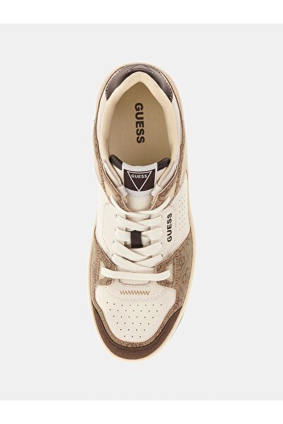 Guess Vincent Erkek Beyaz Bej Deri Sneaker FMJVINLEL12-WHIBE
