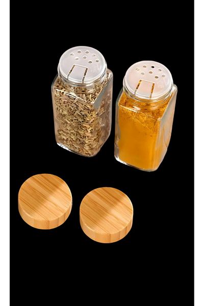 BÜYÜLÜ HOME 24 Pieces Glass Spice Rack with Bamboo Lid
