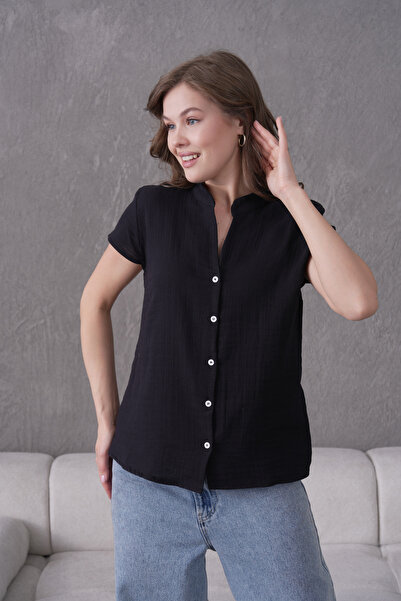 MUZOTEX Γυναικείο πουκάμισο από ύφασμα μουσελίνας