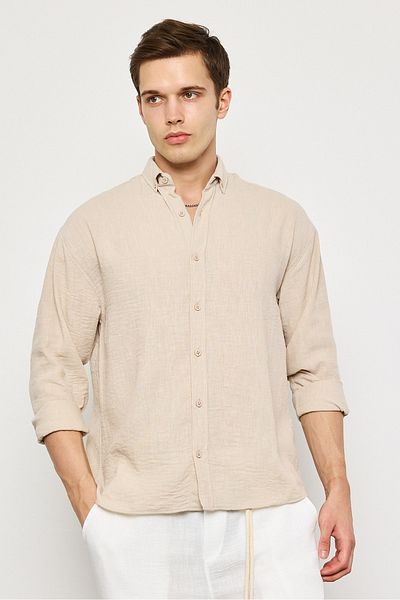 SUN STYLE Λινό μακρυμάνικο πουκάμισο Oversize
