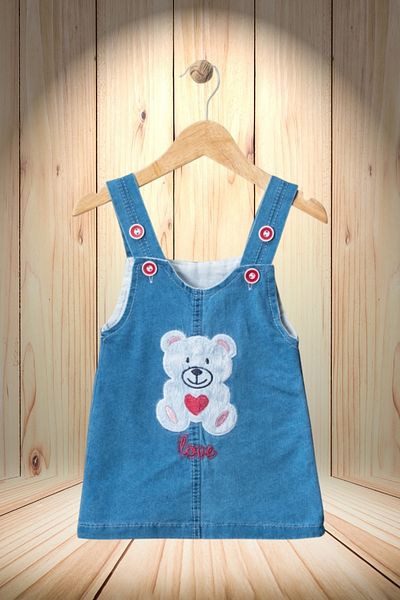 Baby s Breath Flower Cute Heart Bear Patterned Denim-Jean Girls Gilet 1-2-3-4 Years Old Girls' Clothes