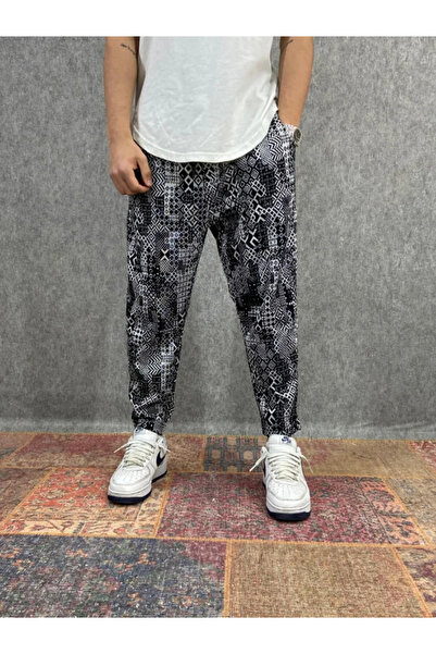FıttingRoom Patterned Bohemian Baggy Trousers with Elastic Waist