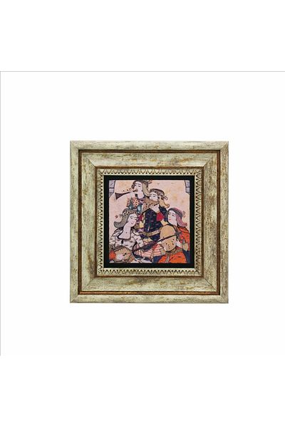 Sadrazam Musician Women Miniature Printed Natural Stone Painting (20 X 20 Krt-125)