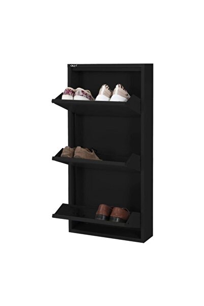 Arinna 3'lü Siyah Metal Ayakkabılık ( Kilitli )