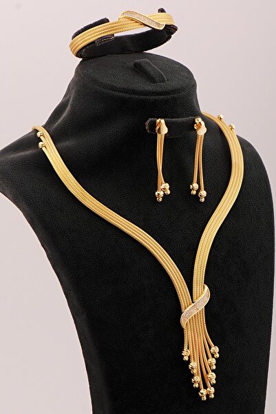 Sümer Telkari Hasır Dorissa Altın Kaplama Elişi Gümüş Set 2847