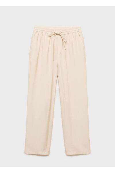 MANGO Woman Düz kesim kumaş pantolon