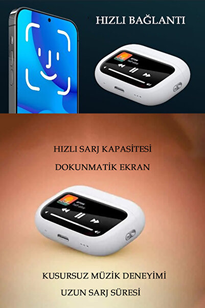 TECHNOMEN Oyunlu Dokunmatik Ekranlı Bluetooth Kablosuz Kulaklık ANC Gürültü Engelleme Modlu Şarj Kutulu