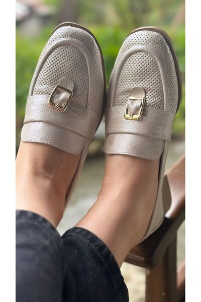 Mammamia 7295 Hakiki Deri Baskı Desenli Klasik Loafer Ayakkabı