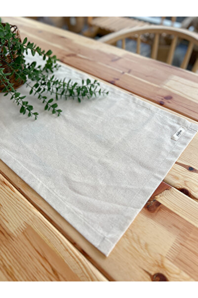 KaiHome Raw Linen Rectangular Plain Runner 50X150Cm