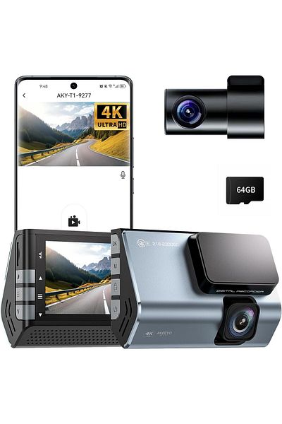 Generic AKEEYO AKY-T1 4K Ultra HD 3-Inch Compact Dash Cam with Front and Rear Cameras (Advanced 4K Dash Reco