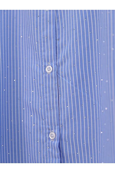 Modamorfo Cămașă albastră cu dungi cu detaliu de tip piatră împrăștiată