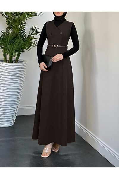 Modamorfo frente Ζώνη με διπλό κουμπί Gilet - Καφέ