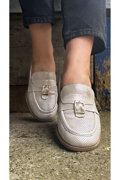 Mammamia 7295 Hakiki Deri Baskı Desenli Klasik Loafer Ayakkabı