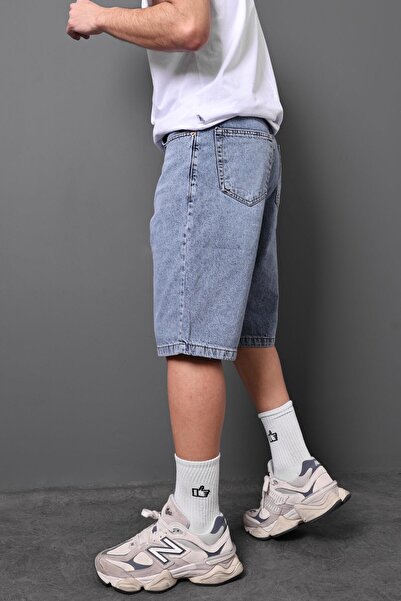 Slatra Men's Blue Baggy Denim Shorts