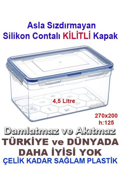 abnturk 4.5 Litre Tam Korumalı Sızdırmaz Derin Saklama Kabı Hava geçirmez Sağ...