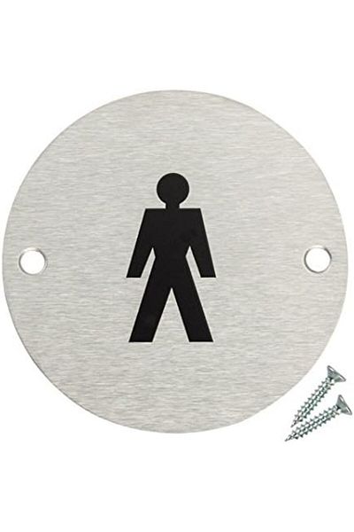 Generic Fire Door Guru Door Sign - 76mm Disc - Stainless Steel Safety Sign - Fixings Included (Male)