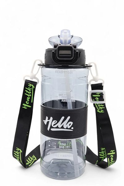 froyalife Quality Hello Straw Bottle - Daily Sports Water Bottle - School Children's Water Bottle with Colorful Neck Strap 800 ml