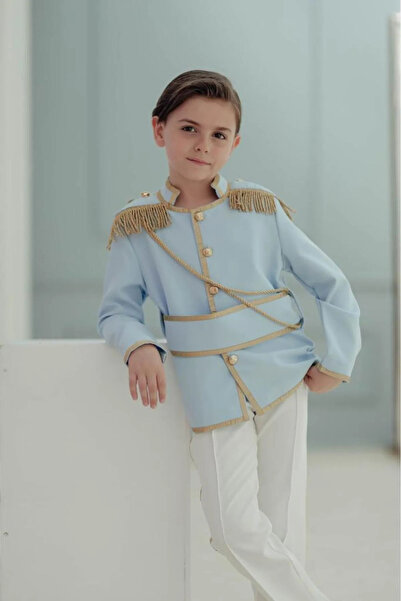 tubibebe Bebe Mavi & Gold Sünnet Kıyafeti Ceket Ve Pantalon (PRENS KOSTÜMÜ)