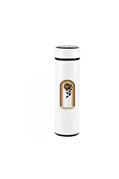 ALSAIF KITCHEN ترمس مطارة شاي وقهوة 500مل لون ابيض نقوش شاي