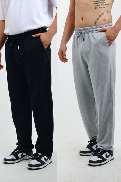 OXVİN Φούτερ Walker Baggy Oversize - Φαρδύ πόδι, 2 κλωστές, μεσαίου πάχους, μακρύ μαύρο γκρι (αρχική εφαρμογή)