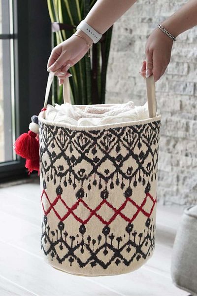 Hesaplı Kasa Round Rug Basket, 37 X 30 cm Storage Compartment