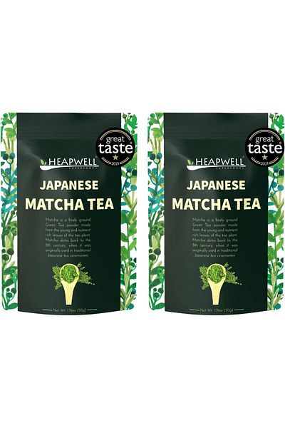 Matcha Heapwell Superfoods Japanese Green Tea Powder, 50g | Sourced From Shizuoka, Japan Pack Of 2