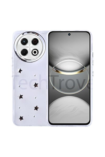 TechTrove Tecno Spark 30 Pro Kılıf Airbag Tasarımlı Simli Şeffaf Kapak