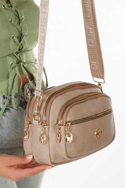 Adelina Bags Geantă de umăr de zi cu zi cu curele încrucișate pentru femei, nurcă și albă, 2 bucăți