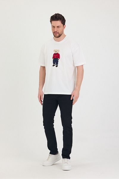 Tarz Cool Μπλουζάκι με λαιμόκοψη Oversize Teddy Bear με στάμπα casual unisex