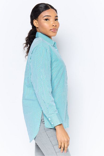 Bebe Women Regular Fit Stripe Long Sleeves Casual Shirt, Multicolor